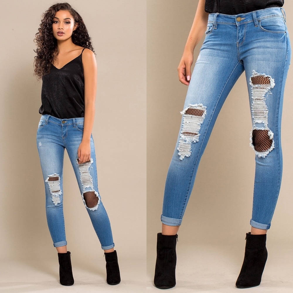 Eva Fishnet Ankle Jeans